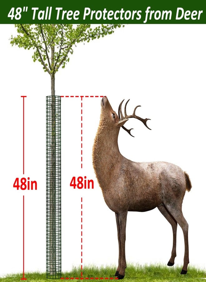 chicarry 48" Metal Tree Trunk Protector, 8 Pack Mesh Tree Guards Tree Protectors with Zip Ties, Stakes, ExpandableTree Trunk Protector Guard, Tree Protectors from Deer, Mower, Animals(48",8 Pack) - Image 2